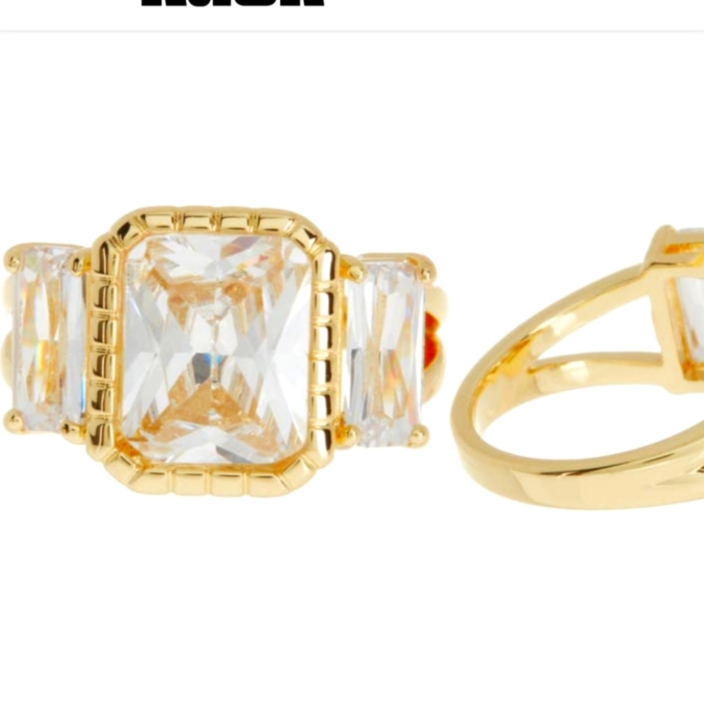💍 stunning CZ gold plated ring Sz 6